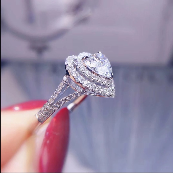 New 925 Silver Lovely Heart Diamond Bridal Ring 💍 - Picture 3 of 4
